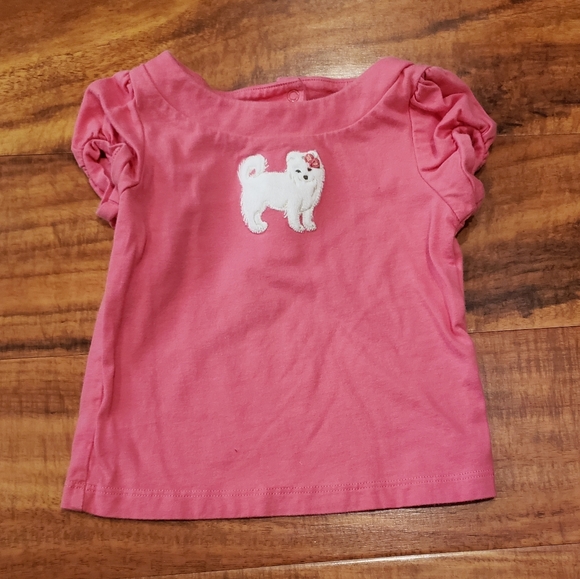 Janie and Jack EUC 6-12 months pink dog tee and brown bow leggings - Picture 2 of 8